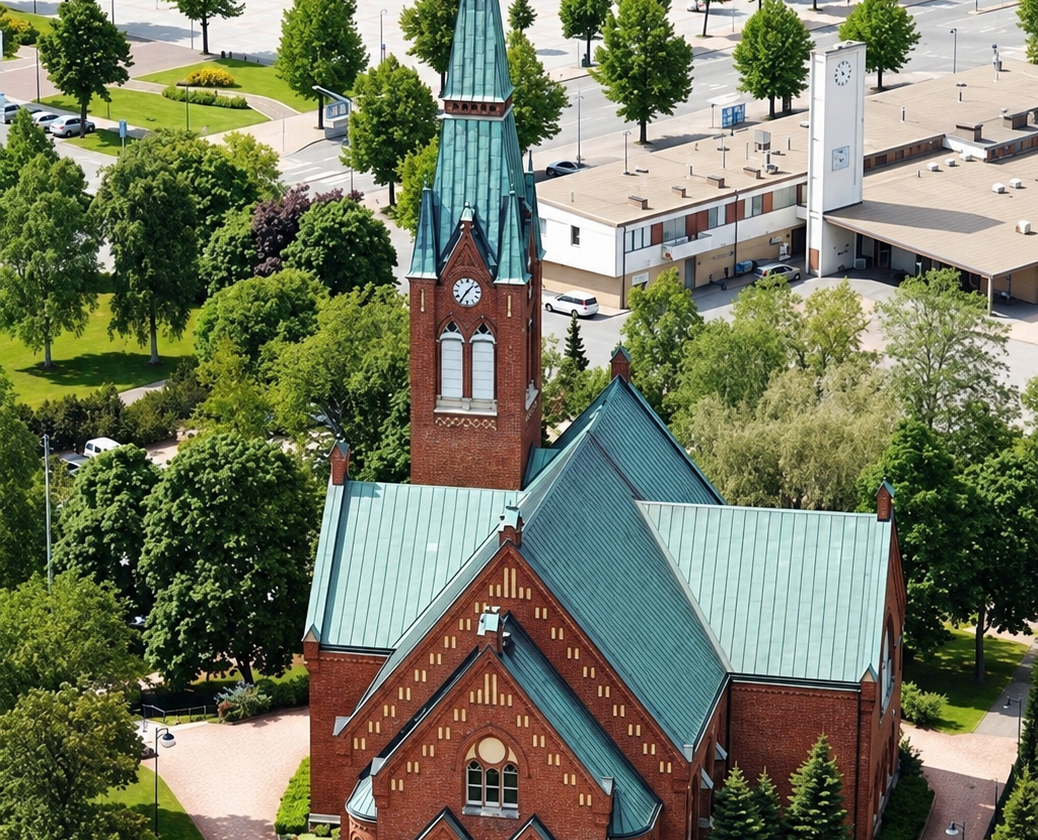 Ilmakuva Forssan kirkosta.