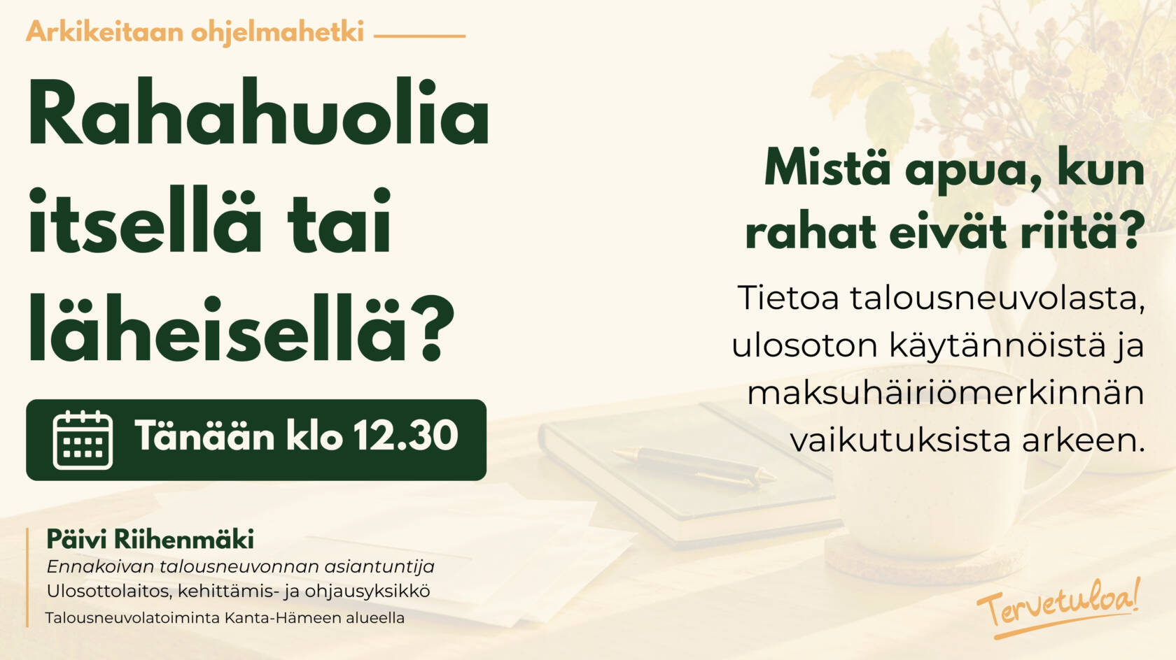 Päivi Riihenmäen Arkikeitaan ohjelmahetki keskiviikkona 26.10. klo 12.30.